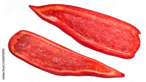 Red bell pepper pieces slices