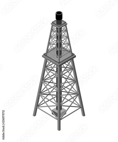 Gas tower Isometric . Industrial object. Vector illustration