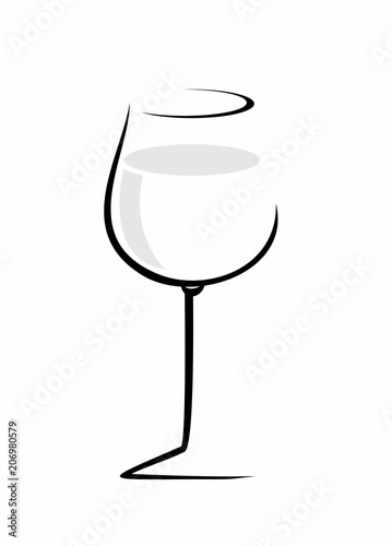 sketch of isolated wine glass on a white background