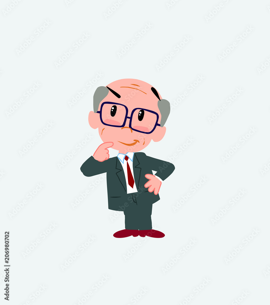 Old businessman with glasses thoughtful and happy. Old businessman with glasses thoughtful and happy.