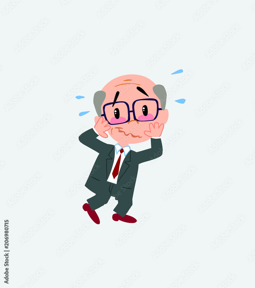 Old businessman with glasses pleasantly surprised. Old businessman with glasses pleasantly surprised.