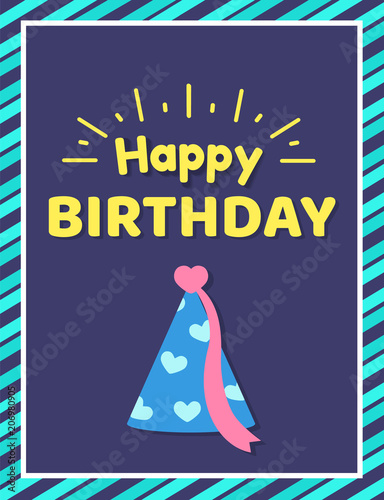 Happy Birthday Card and Text Vector Illustration