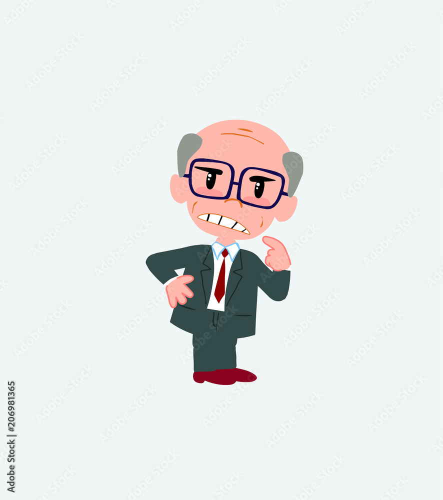 Old businessman with glasses ponders, something angry. Old businessman with glasses ponders, something angry.