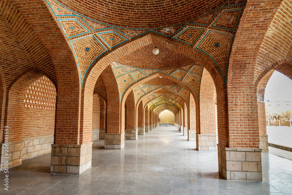 Arched corridor in courtyard of Blue Mosque. Tabriz. East Azerbaijan province. Iran