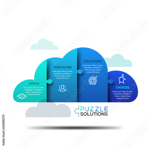 Modern infographic design layout, jigsaw puzzle in shape of cloud