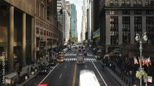 Elevated view looking along 42nd Street near Grand Central Station, Manhattan, New York City, New York, United States of America, North America, Time-lapse photo