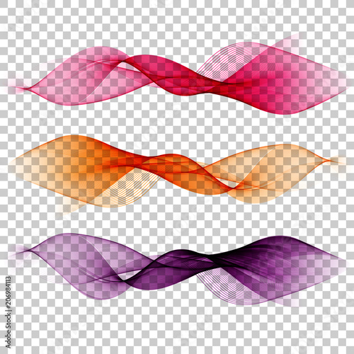Abstract colourful wave isolated on transparent background.