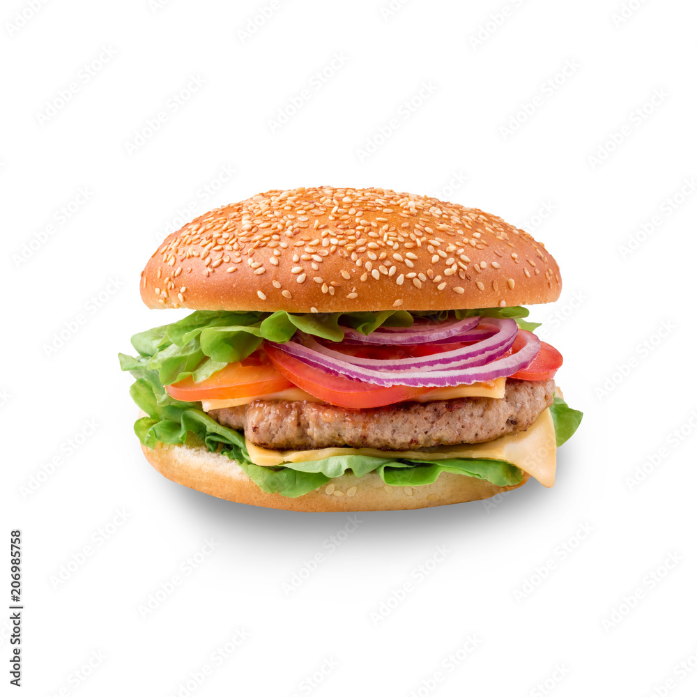 Perfect hamburger classic burger american cheeseburger isolated Perfect hamburger classic burger american cheeseburger isolated