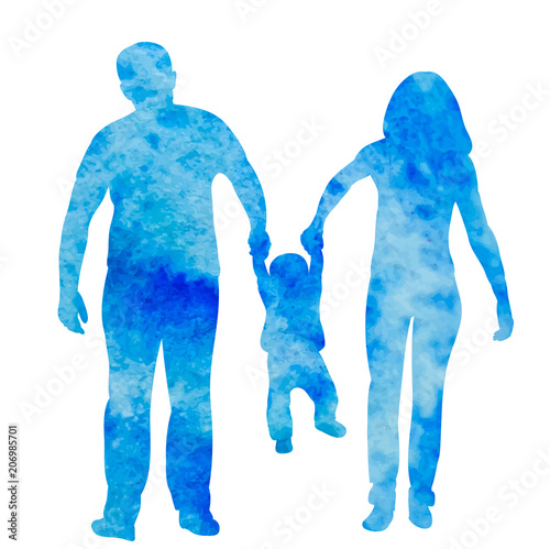 vector, isolated, icon, watercolor silhouette family