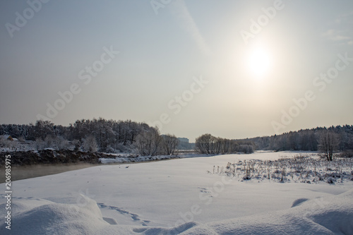Fototapeta Naklejka Na Ścianę i Meble -  The winter Pekhorka River in Akatovo