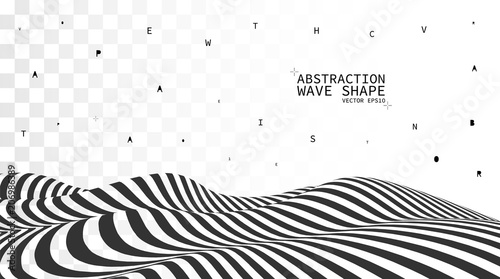 Vector wave. Abstraction on a transparent background. Pattern with optical illusion. 3d vector illustration.