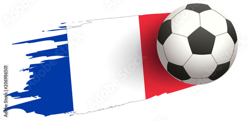 Flag of France and soccer ball of football symbol