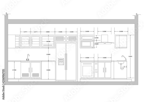 Kitchen Design blueprint - isolated