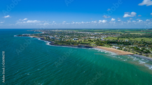 Bargara, Queensland / Australia - December 2017- Aerial Panorama of Bargara from Neilsons Beach