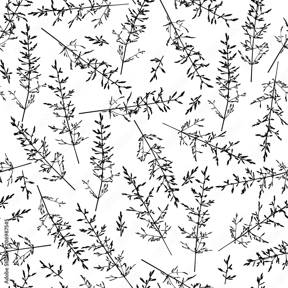 Cute seamless pattern with herbal silhouettes.