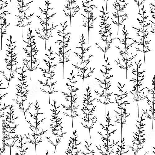 Cute seamless pattern with herbal silhouettes.