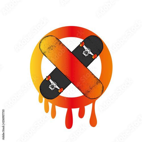 Skateboards in the shape of a stop sign. Do not stop. Vector illustration for design or poster, print for clothes. Skate, sport and extreme.