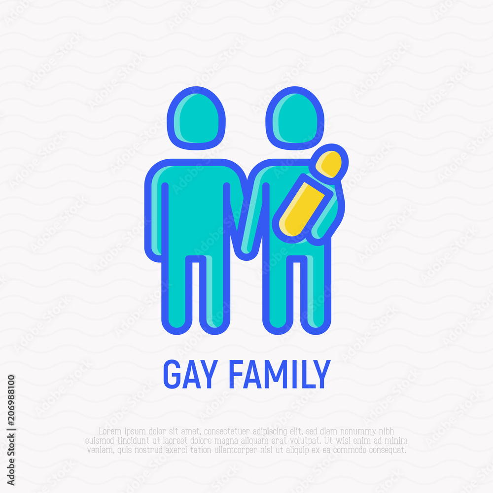 Homosexual family with child thin line icon. Modern vector illsutration. Homosexual family with child thin line icon. Modern vector illsutration.