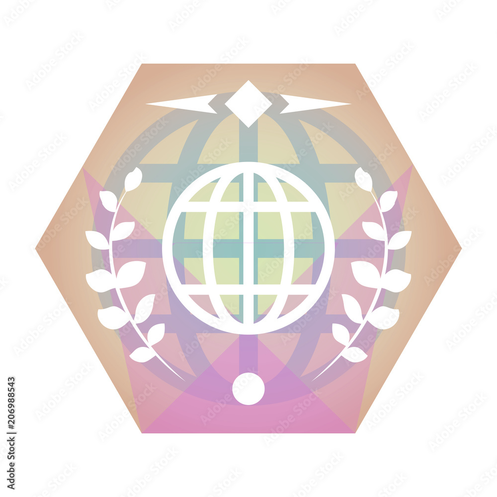 Geometric vector globe flat icon Geometric vector globe flat icon