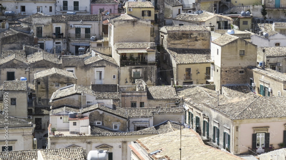 View of the baroque town of Modica in the province of Ragusa in Sicily, Italy View of the baroque town of Modica in the province of Ragusa in Sicily, Italy