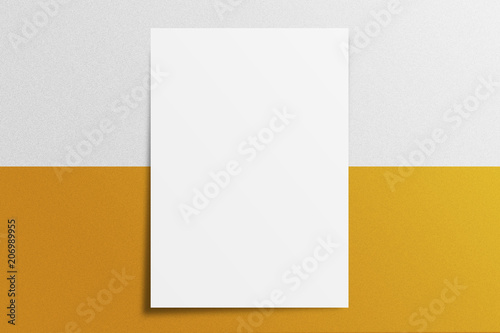 Blank A4 paper template on two color paper with gray and yellow of background.