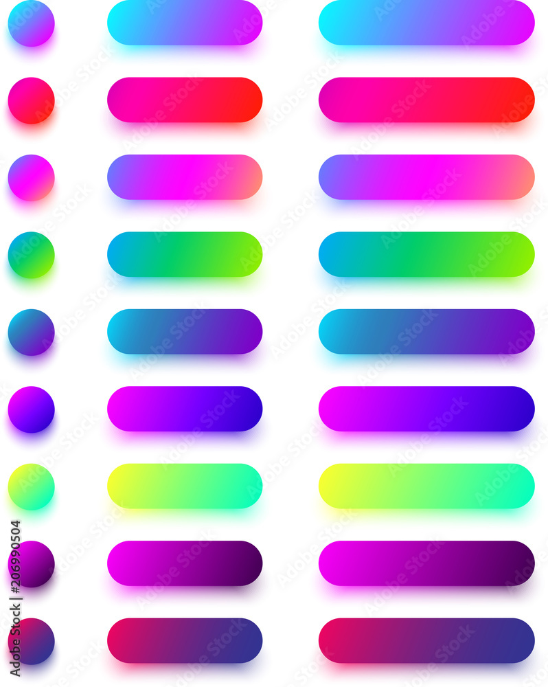 Bright colorful buttons templates isolated on white. Bright colorful buttons templates isolated on white.