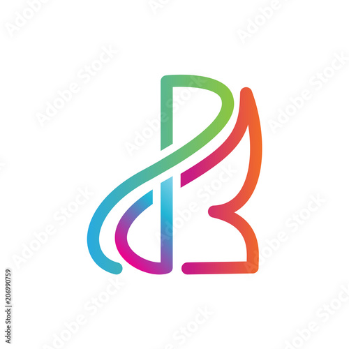 letter PB color gradient line art logo