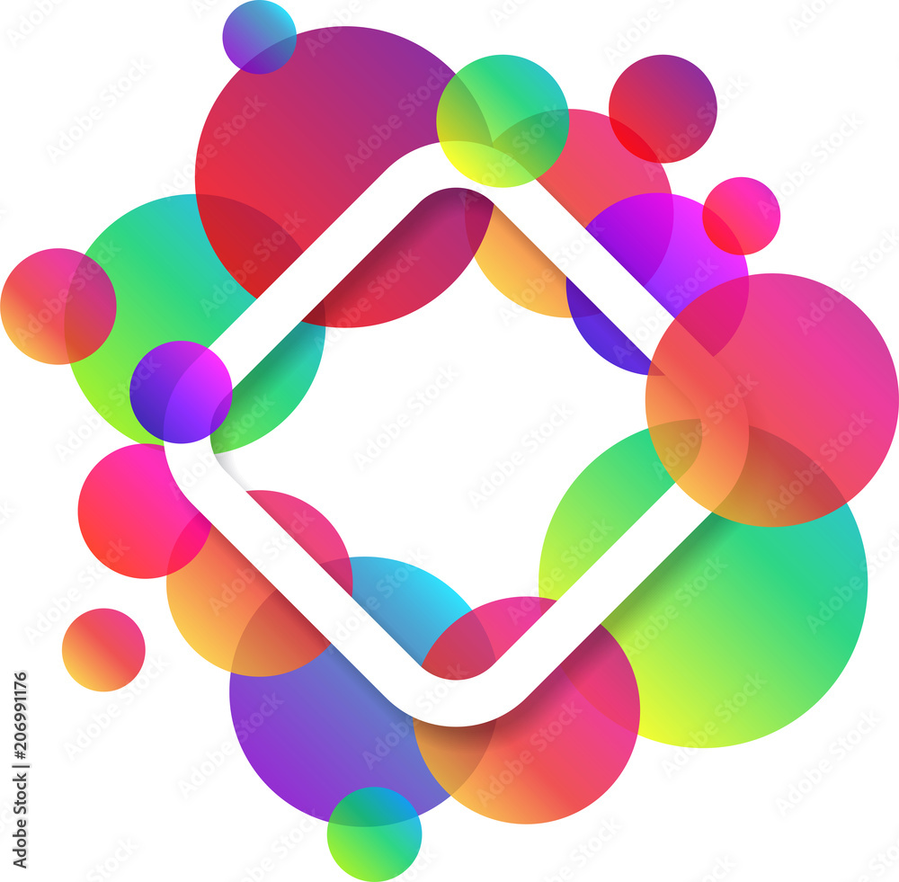 White rhombus background with colour circles. White rhombus background with colour circles.