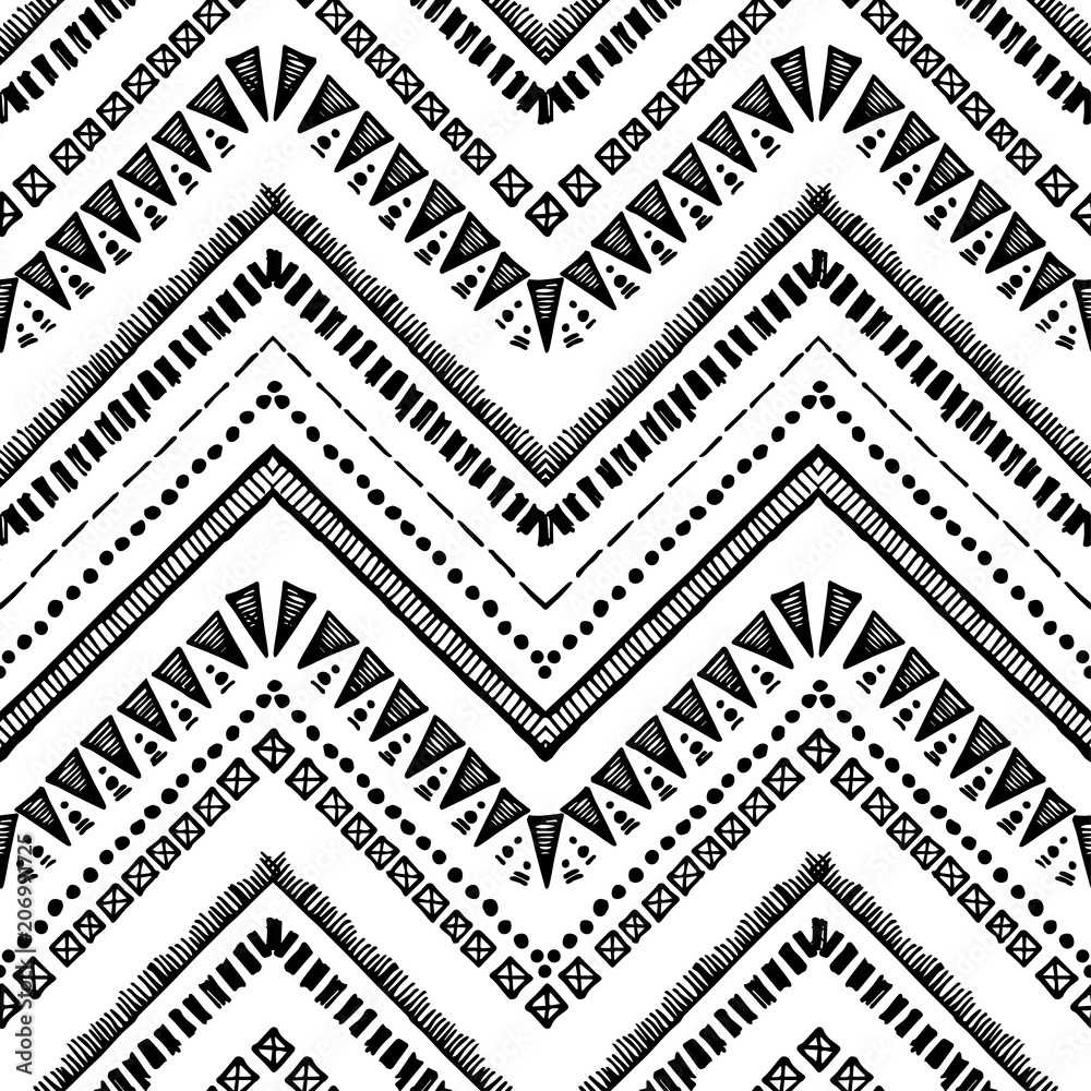 Hand drawn pattern. Vector Zigzag and stripe line. Hand drawn pattern. Vector Zigzag and stripe line.