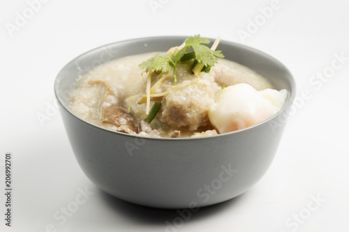 porridge rice in ceramic bowl
