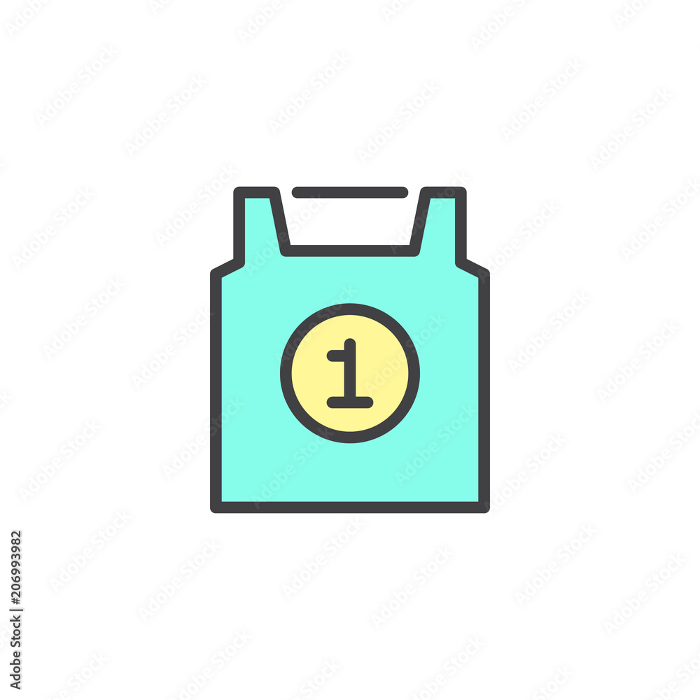 Top sportswear filled outline icon, line vector sign, linear colorful pictogram isolated on white. Sport jersey number one symbol, logo illustration. Pixel perfect vector graphics Top sportswear filled outline icon, line vector sign, linear colorful pictogram isolated on white. Sport jersey number one symbol, logo illustration. Pixel perfect vector graphics