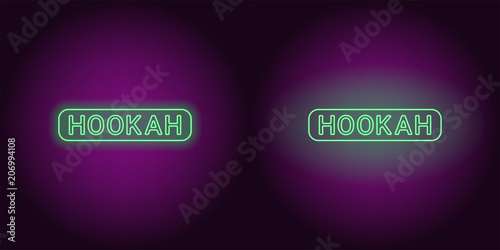Neon icon of green Hookah inscription