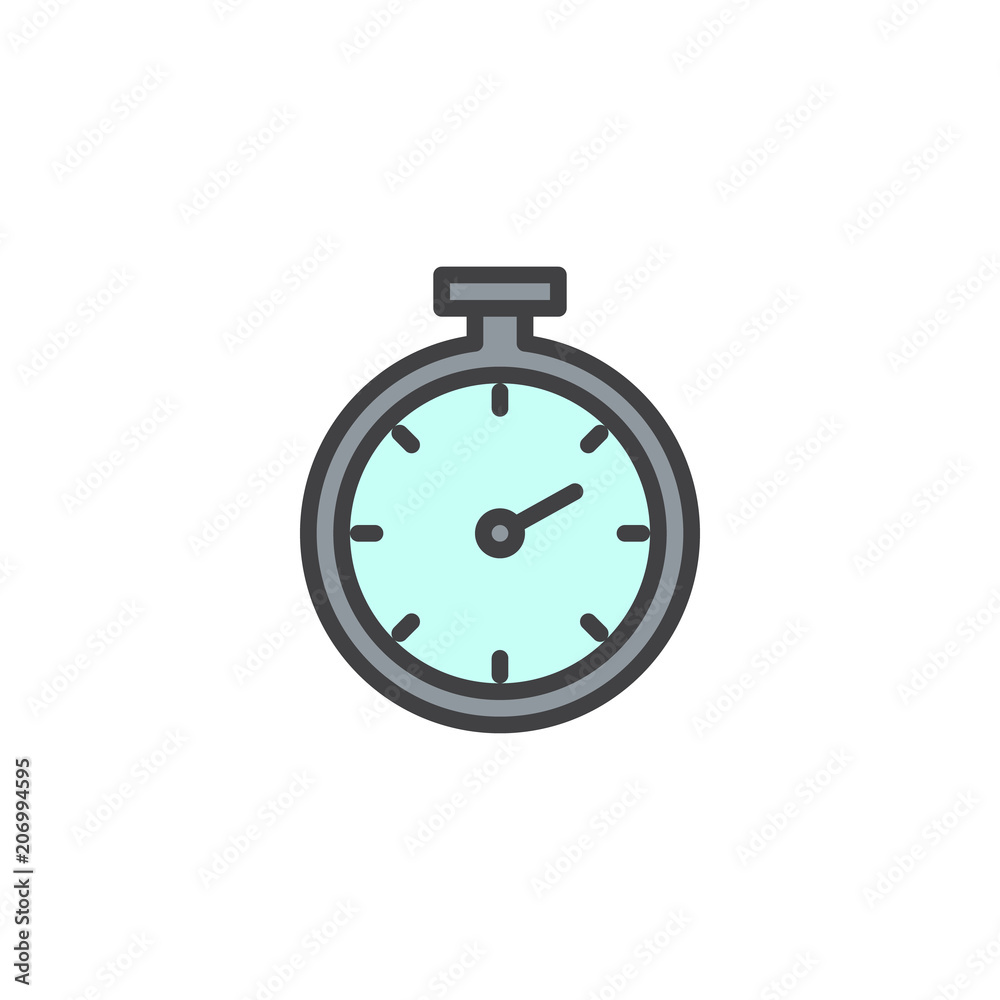 Stopwatch filled outline icon, line vector sign, linear colorful pictogram isolated on white. Timer symbol, logo illustration. Pixel perfect vector graphics Stopwatch filled outline icon, line vector sign, linear colorful pictogram isolated on white. Timer symbol, logo illustration. Pixel perfect vector graphics