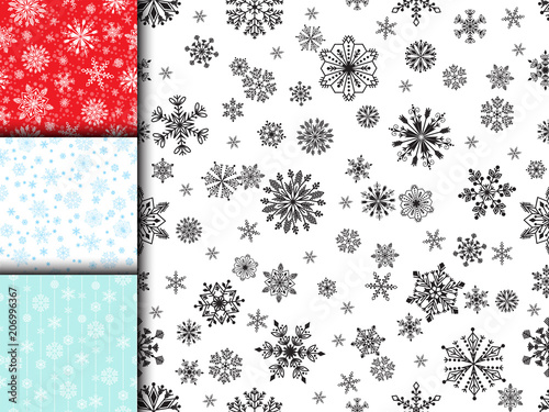 Snowflake vector seamless pattern weather traditional winter december wrappin...