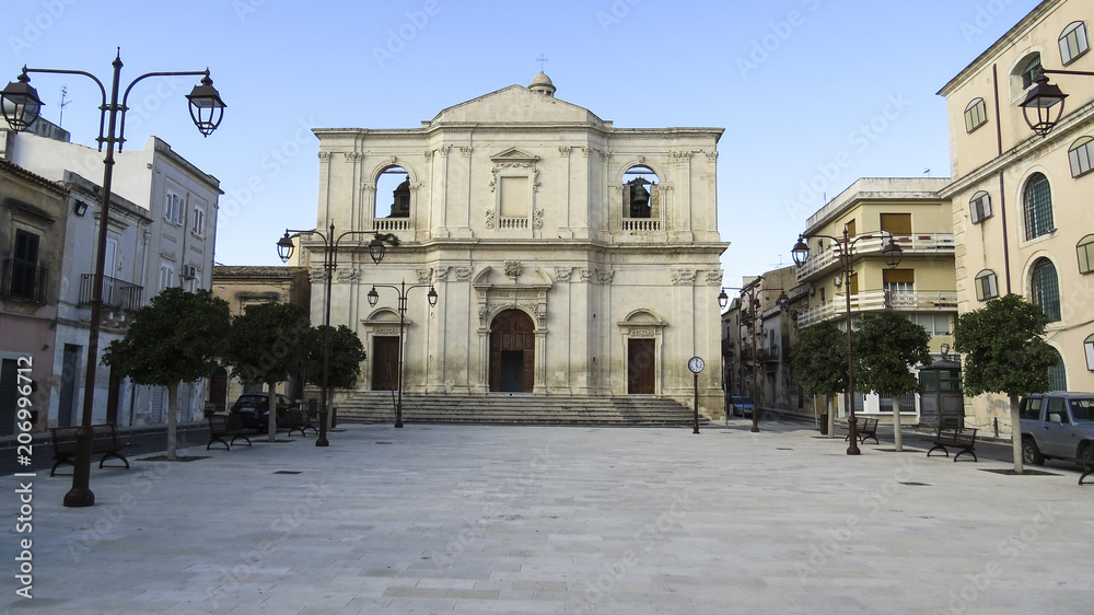 Facade of the church of the crucifix of  Noto in the province of Syracuse in Sicily, Italy