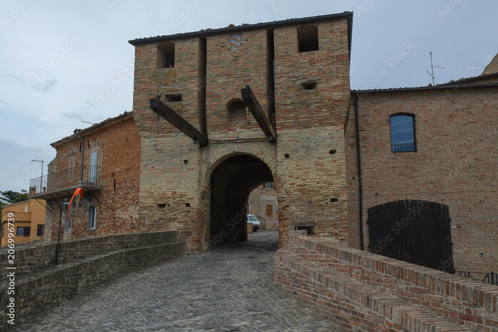 Medieval fortress gates in Mondaino, Italy