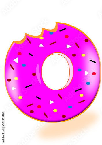 Donut recubierto de fresa glasé. 