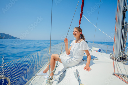 Girl relaxing On Yacht in Greece