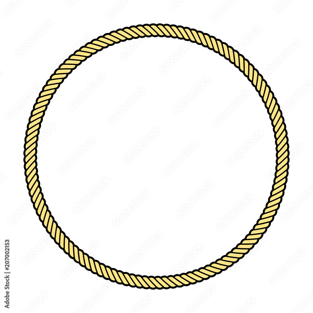Rope frame in a shape of a circle, isolated vector object. Rope frame in a shape of a circle, isolated vector object.