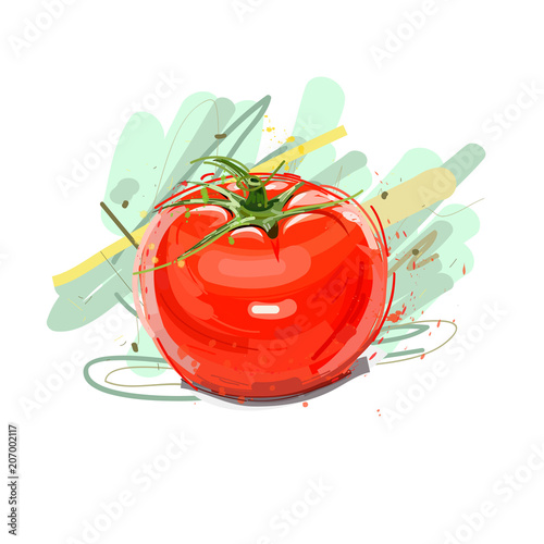 Tomato.Isolated single simple vector illustration