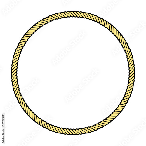 Rope frame in a shape of a circle, isolated vector object.