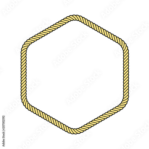 Rope frame in a hexagon shape, isolated vector object.