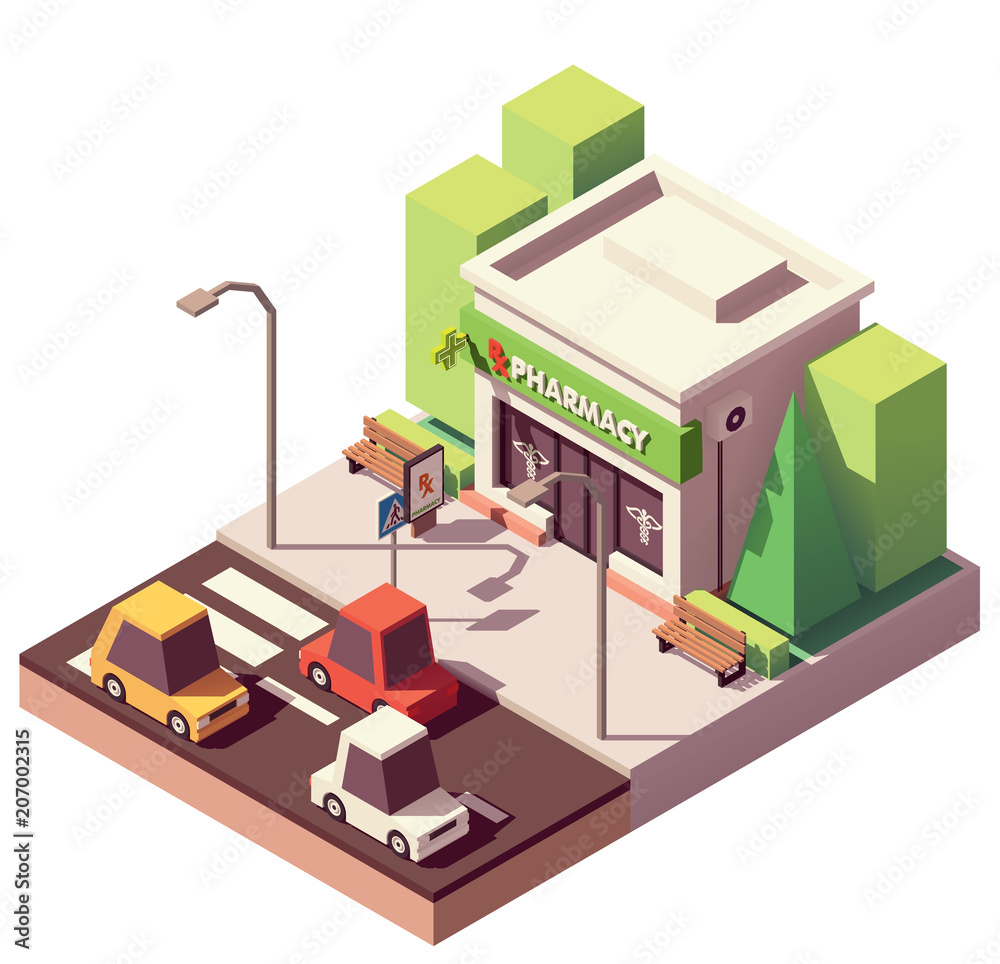 Vector isometric pharmacy or drugstore Vector isometric pharmacy or drugstore