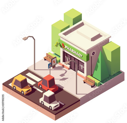 Vector isometric pharmacy or drugstore