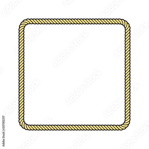 Rope frame in a square shape, isolated vector object.