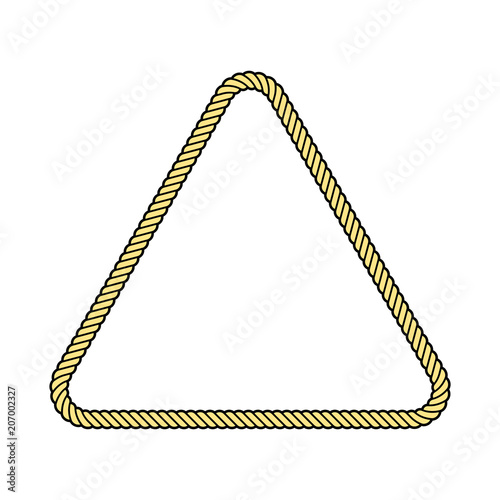 Rope frame in a triangle shape, isolated vector object.