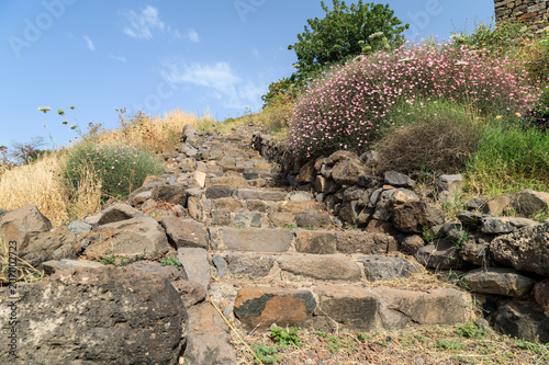 The ruins  of the ancient Jewish city of Gamla on the Golan Heights destroyed by the armies of the Roman Empire in the 67th year AD photo