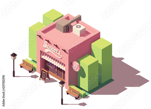 Vector isometric sweets shop