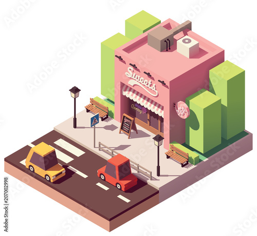 Vector isometric sweets shop