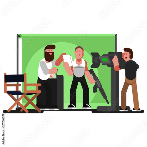 Actor reads a script and producer photo